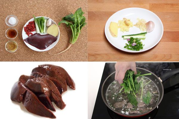 Cách làm món nộm gan lợn rau chân vịt